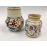 Poole Pottery shape 112 FL pattern vase 4.8"" high together with shape 987 MK pattern vase 3.7""
