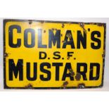 Vintage Coleman's DFS Mustard enamel sign. Age related wear. 61cms x 41cms