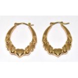 9ct gold ladies gypsy drop earrings