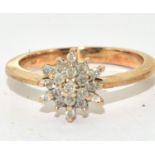 9ct gold ladies Diamond snowflake ring size O