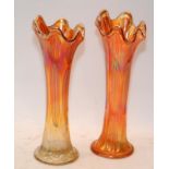 Pair if Fenton Carnival Glass marigold vases 27.5cms tall