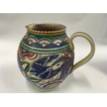 Poole Pottery shape 303 HE pattern large jug decorated by Eileen Prangnell 7"" high.