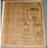 Complete March 16th 1918 copy of The Warrington Examiner broadsheet newspaper. Stored flat.
