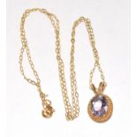 9ct gold Amethyst pendant necklace