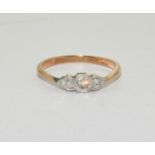 Antique diamond Platinum Head in 9ct Gold Ring