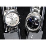 Pair of vintage JDM Seiko Actus 5's gents automatic watches. Model refs 7019-7040 (March 1970) and