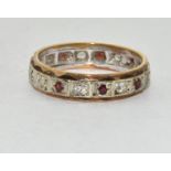 9ct gold ladies garnet set gem stone eternity ring size N