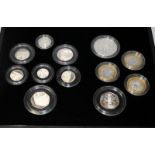 Royal Mint 2009 Silver Proof Coin Set. All twelve coins issued that year struck to a proof finish
