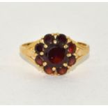 9ct gold antique set ladies garnet ring size N