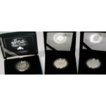 Royal Mint Silver Proof piedfort £5 Crowns x 3. 2000 Queen Mother Centenary, 2016 Queens 90th