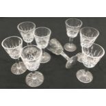 Waterford Crystal Lismore set of eight Liqueur/Cordial glasses.
