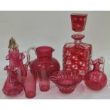 Mixed quantity of Cranbury glass to include jugs (9)