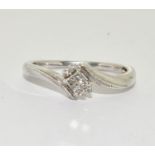 0.085pt Princess Diamond 930 fine silver ring Size P
