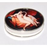 An Oval Shaped pill Box with Nude Enamel Lidded Panel