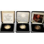 Royal Mint Silver Proof piedfort £2 coins, 1997, 2001 and 2004. All double thickness silver coins.