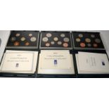 Royal Mint Proof Struck Coin sets for 1991 (7 coins), 1992 (9 coins) and 1994 (8 coins). 1992 set