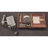 Vintage boxed Avo meter and a metal telephone communication device