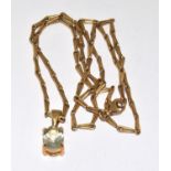 9ct gold Aquamarine pendant necklace 9g