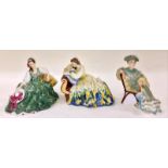 3 x vintage Royal Doulton figurines Solitude HN2810, Elyse HN2474, Ascot HN2356