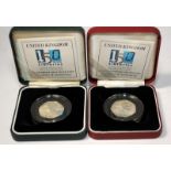 Royal Mint Silver Proof 150 years of public libraries 50 pence coins. 2000 Standard and piedfort