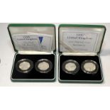 Royal Mint silver proof 50 pence twin sets, 1997 two sizes of 50p and 1998 two 50th anniversaries