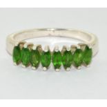A 925 silver and green stone ring. Size T 1/2.