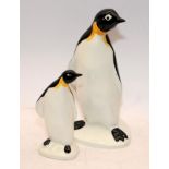 Large and small hand painted Poole Pottery penguins. Largest is 23cms tall.