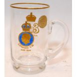 Rare glass tankard by Webb Corbett commemorating the Coronation of Edward VIII. The property of an