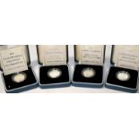 Royal Mint Silver Proof £1 coins. 1995, 1996, 1997 and 1998. All boxed with certificates