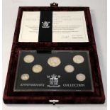 Royal Mint 1996 Silver Proof 25th Anniversary of Decimalisation seven coin set. Boxed with