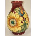 Moorcroft "" Inca pattern Sun Flower"" design vase signed at base 20cm tall