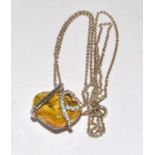 925 Silver Citrine Heart ""I Love You Forever"" Necklace