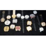 A collection of mostly mechanical vintage gents watches offered untested for spares/repair