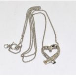 9ct white gold heart shape diamond necklace H/M as diamond