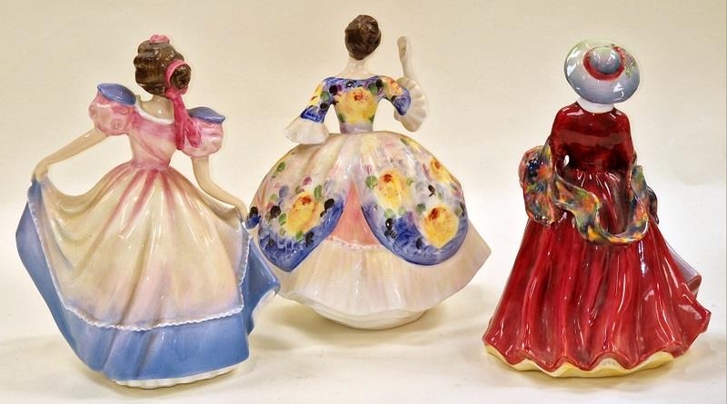 Royal Doulton vintage figurines Christine HN2792, Angela HN3491, and a Paragon Lady Mariln - Image 2 of 3