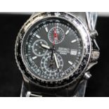 Seiko Flightmaster gents quartz chronograph model ref: 7T92-0CF0. Seen working at time of listing