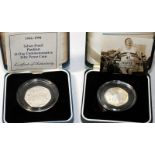 Royal Mint silver piedfort 50 pence for 1994 and 2004. 2 double thickness silver coins in lot. Boxed