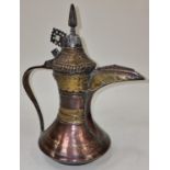 Vintage Arabic ""Dallah"" embossed and enriched decoration coffee pot 28cm tall