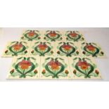 10 x tubeline ceramic tiles in an Art Deco style on an ivory ground. All the same design