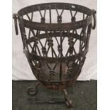 A Wrought log basket. (195)