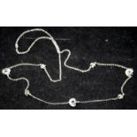 Sterling silver necklace with cz encrusted knots. O/all length 84cms