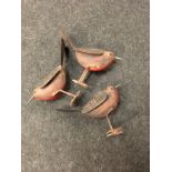 Three tinplate robins. (149)