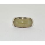 Spinach Jade 925 silver ring Size N 1/2