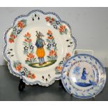 Hern Riot Quimper 2 vintage plates hand painted