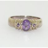 A 925 silver and amethyst ring Size Q