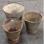 3 X old garden pails (185)
