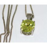 925 silver necklace set with a treated peridot pendant