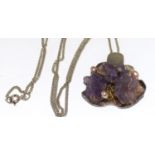 925 silver Amethyst and pearl pendant necklace