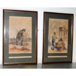 E G Parrish pictures of country workers "The Cider Maker" and "The Osier Cutter"40x26cm each