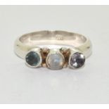 Amethyst and Moonstone 925 silver ring Size N 1/2.